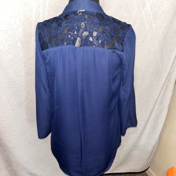Rue21 Navy Blouse with  Crochet Lace Accents - Picture 9 of 9